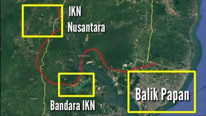 Preview image for the video "Trasé for betalingsvei Balikpapan - IKN flyplass - IKN Nusantara".