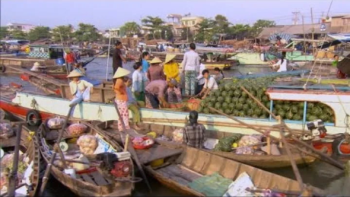 Preview image for the video "The Mekong Delta floating marketplace".