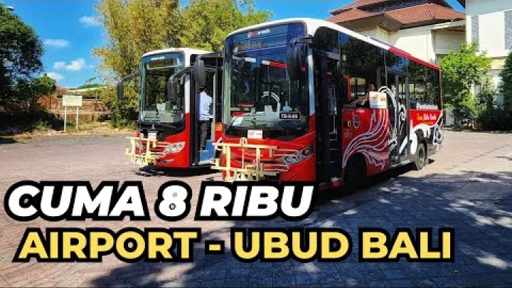 Preview image for the video "Leiðbeiningar um að taka almenningsvagninn Trans Metro Dewata frá Ngurah Rai flugvellinum til Monkey Forest í Ubud, Bali, Indónesía".