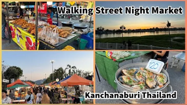 Preview image for the video "Kanchanaburi Walking Street Nachtmarkt - Song Kwai Markt - Thailand 2025".
