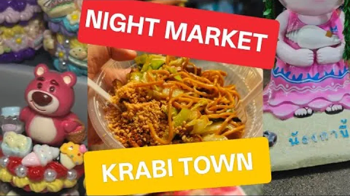 Preview image for the video "Hvor billigt er Krabi Town natmarked | Madboder | Tjek de nyeste priser 2026 | Shopping | LIVE musik".