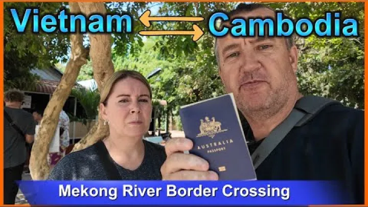 Preview image for the video "Gränsövergång mellan Vietnam och Kambodja via Mekongfloden: Båtgränsövergång till Phnom Penh, vi visar hur".