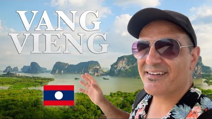 Preview image for the video "Vang Vieng, Laos ekskursioon. Vaated jõekaldale, paadimatk ja juhuslik jalutuskäik!".