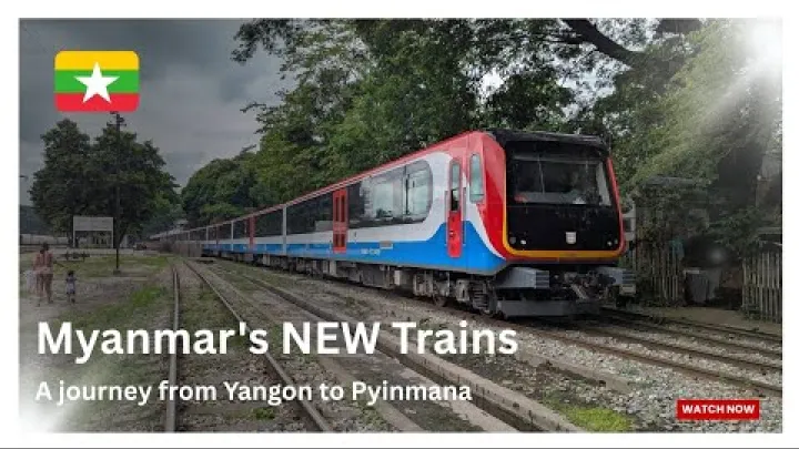 Preview image for the video "Nové španělské vlaky CAF (DEMU) v Myanmaru – cesta z Yangonu do Pyinmany!".