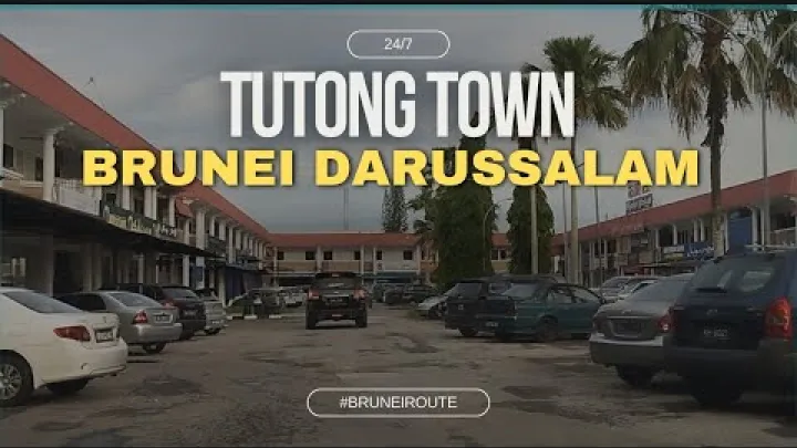 Preview image for the video "Važiavimas į Tutong miestą. Tutong kelio ir Tutong miesto kraštovaizdis 17:30 val.".