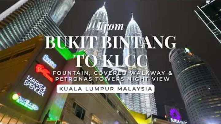 Preview image for the video "Od Bukit Bintang do KLCC: Fontána, krytý chodník a noční pohled na věže Petronas Towers | Kuala Lumpur".