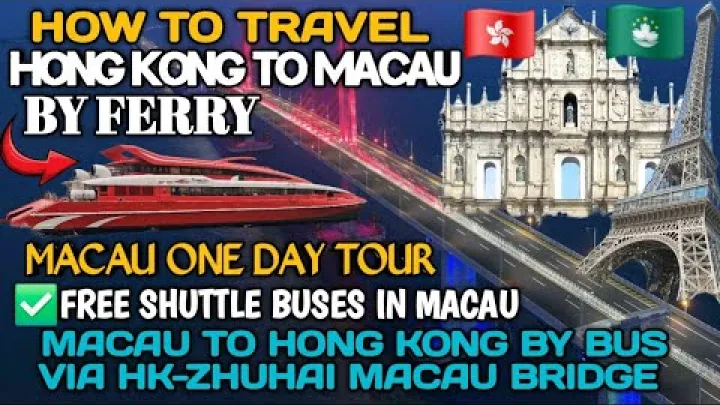 Preview image for the video "KAKO DOĆI U MAKAO IZ HONG KONGA TRAJEKTOM | BESPLATNI SHUTTLE AUTOBUSI U MAKAU | IZ MAKAUA U HONG KONG AUTOBUSOM PREKO HZMB-a".